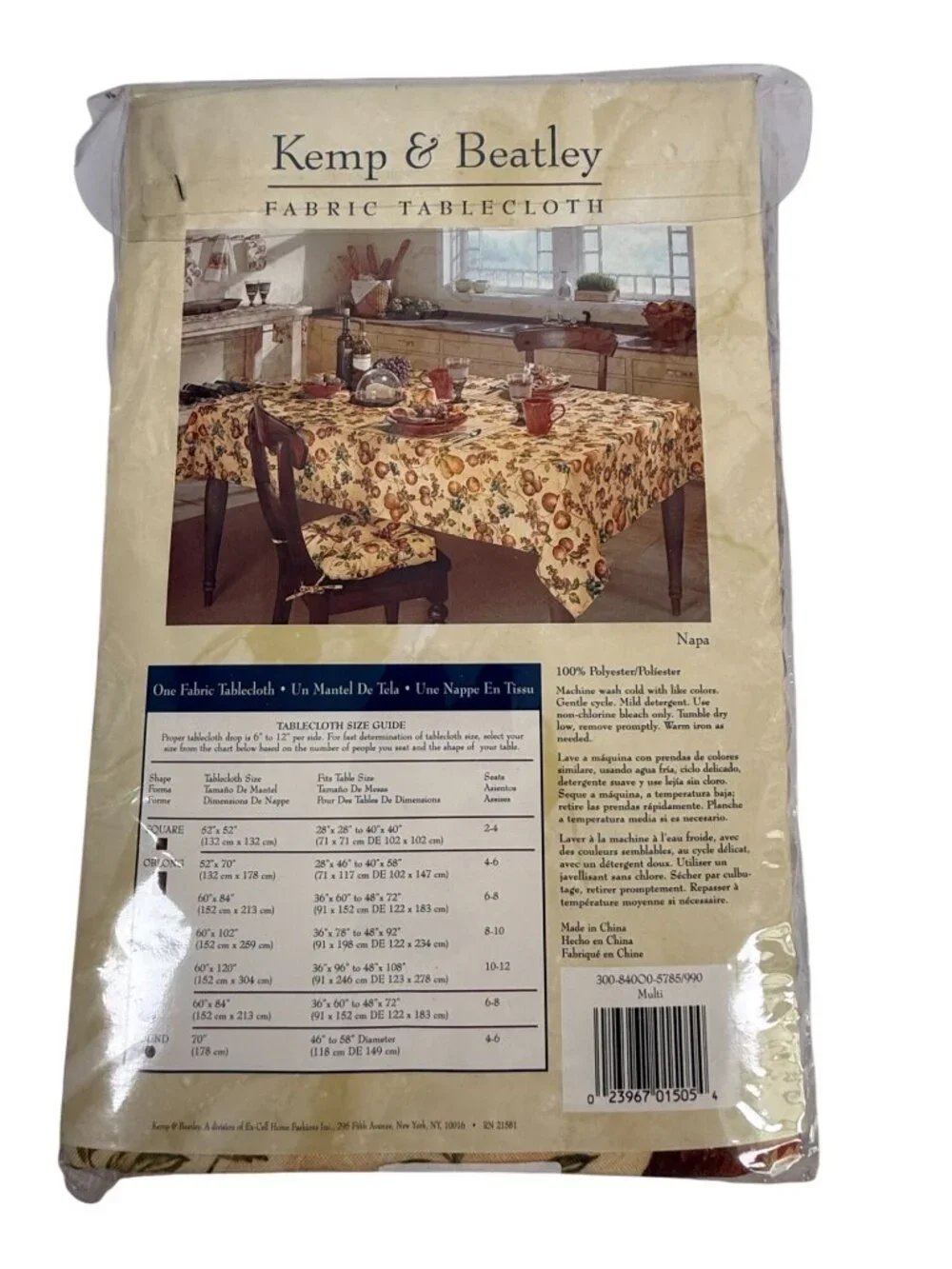 Kemp & Beatley Napa Fabric Tablecloth 60